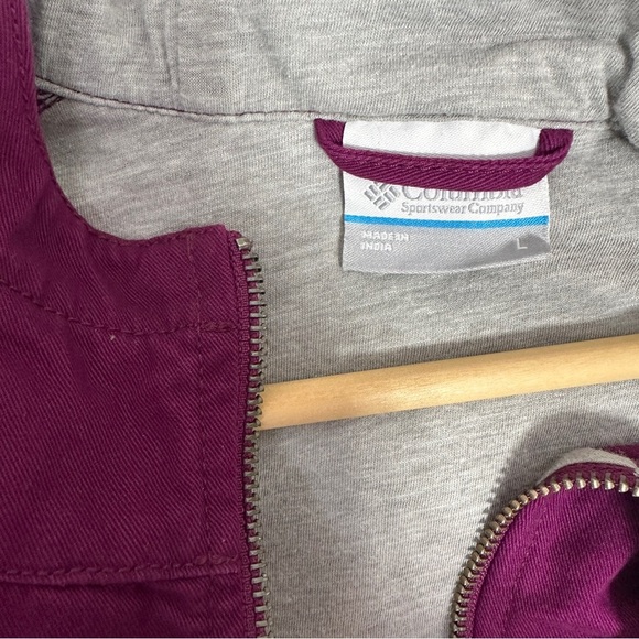 Columbia Purple Hooded Canvas Utility Jacket | Size L | 100% Cotton - Picture 5 of 6